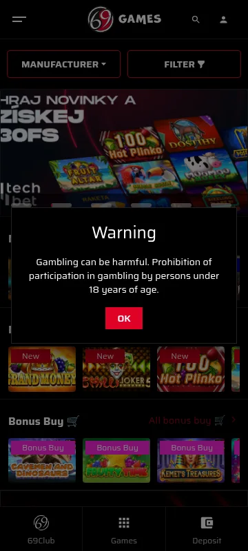 Mobile view of Enjoy 69 Casino